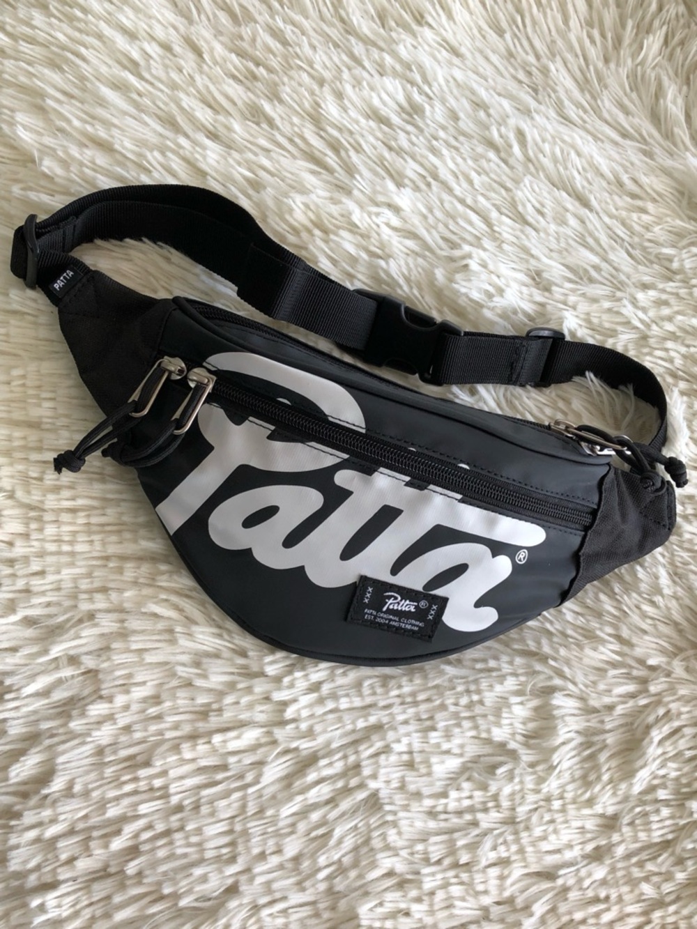 Patta Black and White Logo Waist Bag